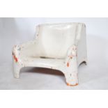 After Vico Magistretti - Vicario - A white colored fiberglass formed low garden easy chair.