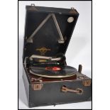A vintage early 20th century Columbia Grafonola ( 201 ) record player gramophone, along with a