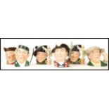 A group of six Royal Doulton character jugs to include Sam Johnson , Tam O Shanter D6632 two