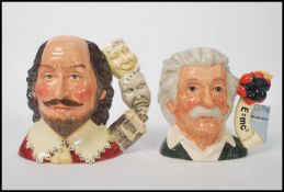 Two  Royal Doulton character jugs to include Charecter Jug of the year, 1999, William Shakespeare,