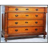 A good French walnut and marble top large commode chest of drawers. Raised on bun feet with a series
