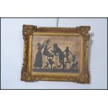 A 19th century Victorian silhouette cut out pictures depicting a traditional family , Mother and