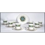 A retro part tea service by Ridgeway in the Alegro pattern, consisting of cups, saucers, creamer,