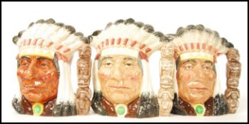 A group of three Royal Doulton character jugs all entitled ' North American Indian ' D6611 ,