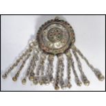 A Chinese silver large drop pendant of circular fo