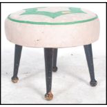 A retro mid century two tone foot stool ( footstool ) by Sherborne. Raised on ebonised dansette legs
