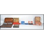 A collection of vintage items to include various cased Gillette and other razors, vintage cribbage