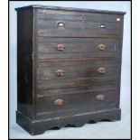 An early 20th century Edwardian chest of drawers, two short drawers over three long drawers raised