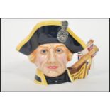 A Royal Doulton character jug depicting Lord Horatio Nelson D7236 , handle modelled after the HMS