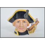 A Royal Doulton character jug depicting Lord Horatio Nelson D7236 , handle modelled after the HMS