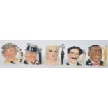 A group of five Royal Doulton Character jugs From The Celebrity Collection Jimmy Durante D6708 ,