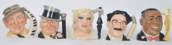 A group of five Royal Doulton Character jugs From The Celebrity Collection Jimmy Durante D6708 ,