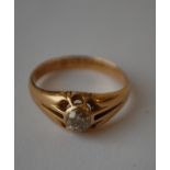 A Victorian hallmarked 18ct gold and diamond ring set with a solitaire old cut diamond in a