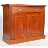 An Edwardian mahogany sideboard / dresser base comprising of a single drawer with brass plates and