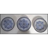 A group of four 19th century Victorian Brown-Westhead Moore & Co blue and white plates in the