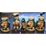 A group of Royal Doulton character Toby Jugs to include Churchill , Old Charley. Please see