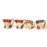 A group of 4x Royal Doulton character Toby jugs to include; Musical Old Charley, Johnny Neller,
