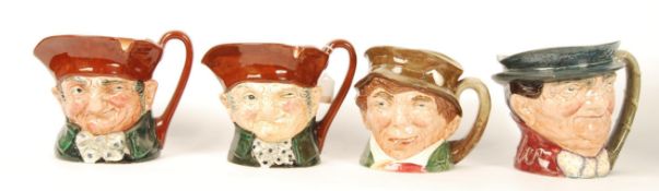 A group of 4x Royal Doulton character Toby jugs to include; Musical Old Charley, Johnny Neller,