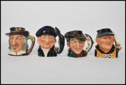 A group of four Royal Doulton character jugs to include Yachtsman D6626 , The Poacher D6429 ,