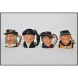 A group of four Royal Doulton character jugs to include Yachtsman D6626 , The Poacher D6429 ,