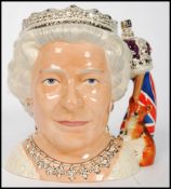 A Royal Doulton character jug depicting Her Majesty Queen Elizabeth II D7256 , handle modelled as