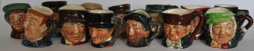 A set of 12 Dickensian Royal Doulton character jugs of miniature form. Please see images.