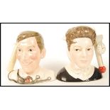 A Royal Doulton pair of Small Character Jugs from The Carry On films; Kenneth Williams D7173 and