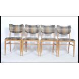 Lebus - Link range - A retro 1950's set of four oak utility dining chairs having tartan woollen