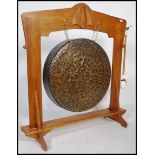A good, large believed 19th century bronze / brass Chinese gong of cylindrical form resonating