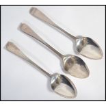 A group of three silver hallmarked Georgian teaspoons, to include a Scottish teaspoon together