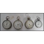 A group of four vintage early 20th century silver pocket watches to include a La Trobe , 1582 ,