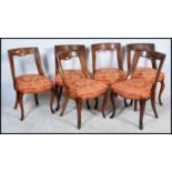 A set of six mahogany bar back 19th century Victorian Aesthetic movement dining chairs having chased