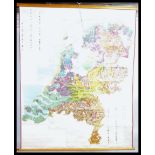 A mid 20th century canvas backed map depicting  -
