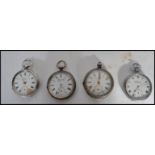 A group of four early 20th century silver pocket watches to include an Everite , Kays Lever , Acme