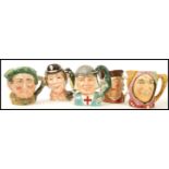 A group of five Royal Doulton Character jugs to include Auld Mac Bang Went Saxpence , The Walrus and