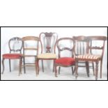 A  collection of dining chairs to include Victorian mahogany balloon back, Regency bar back,