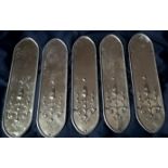 ANTIQUE Door Push Finger Plates (x5) Classical "Adam" style in brass. Each stamped with renowned