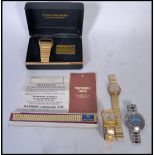 A group of vintage 20th century watches to include a boxed retro gilt Carronade Quartz watch a