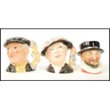 A group of Royal Doulton character jugs to include Pearly Queen D6759 Pearly King D6760 and