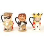 A group of three Royal Doulton character Toby Jugs The Judge and Thief D6988 , Dr Jekyl and Mr