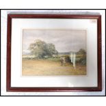 An early 20th century watercolour painting of a hunting / shooting scene depicting people with