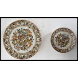 Two Chinese enamel glazed circular dishes  decorat