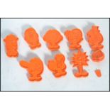 A set of nine retro Mr Men Cookie Cutters by Salter dating to the early 1980s, each shape of a