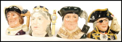A group of four Royal Doulton Character jugs to include Queen Victorian D6788 1520/3000 , Vice