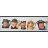 A group of five Royal Doulton character jugs to include The Red Queen D6777 , Rip Van Winkle D6438 ,