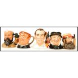 A set of five Royal Doulton character jugs to include Sir Stanley Matthews D7161 407/5000 , W G