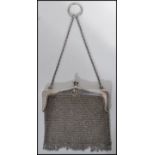 A vintage early 20th century continental silver hallmarked ladies  ' chainmail ' evening purse,