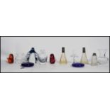 A group of vintage glass ware to include three silver collared cut glass scent bottles, Dartington ,