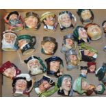 A collection of approx 30 Royal Doulton miniature Character jugs to include Robin Hood , Viking