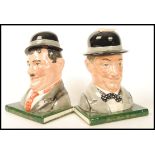 A Royal Doulton Pair Of Bookends Stan Laurel D7119 and Oliver Hardy D7120 Ltd Edt 1070/2500. Note;